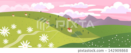 Field nature watercolour with illustration sky summer and grass green watercolor. Background flower mountain with meadow scenery vector and spring daisy floral. Cover cloud card with still. Field nature watercolour with illustration sky summer and grass green watercolor. Background flower mountain with meadow scenery vector and spring daisy floral. Cover cloud card with still. 142909868