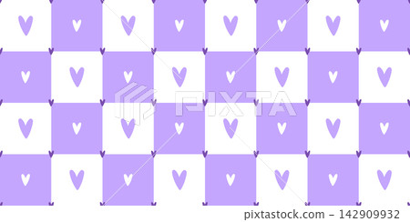 Pattern print love and striped flower gingham with background cute heart. Seamless vintage valentine and celebration girl vector with elegant grid backdrop. Spring dot texture and wrapping bg. 142909932