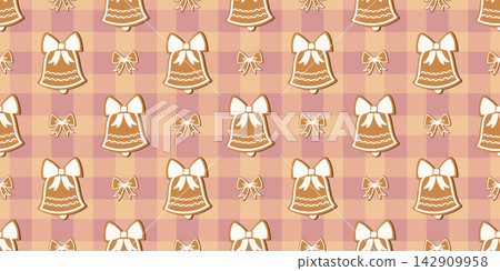 Gingerbread seamless christmas with ginger preppy pattern for diamond candy gingham. Vintage backdrop textile with retro wallpaper print for new year red holiday. Check xmas gift with vector paper. Gingerbread seamless christmas with ginger preppy pattern for diamond candy gingham. Vintage backdrop textile with retro wallpaper print for new year red holiday. Check xmas gift with vector paper. 142909958