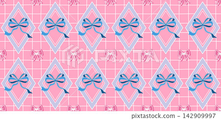 Seamless pattern bow for background merry gingham and preppy ribbon stripe. Christmas aop backdrop for tie holiday gift and wallpaper diamond bg. Cover lattice whimsical for tartan rhombus red. Seamless pattern bow for background merry gingham and preppy ribbon stripe. Christmas aop backdrop for tie holiday gift and wallpaper diamond bg. Cover lattice whimsical for tartan rhombus red. 142909997