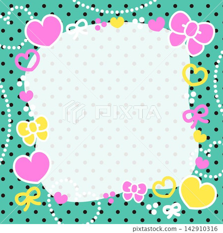Colorful heart and ribbon pop frame background material - 1:1 Colorful heart and ribbon pop frame background material - 1:1 142910316
