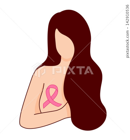 Woman holding her breast. Breast self-exam. Woman holding her breast. Breast self-exam. 142910536