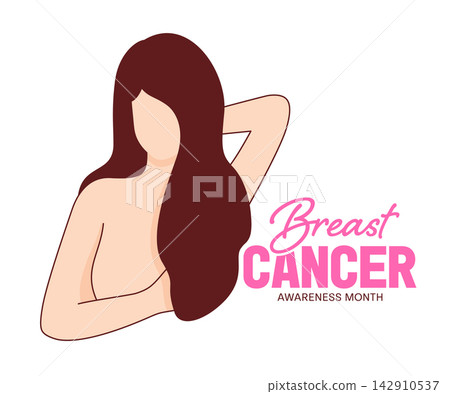 Woman with long hair performing a self-examination. Woman with long hair performing a self-examination. 142910537