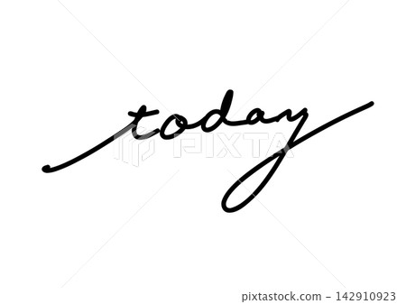 Simple handwritten text: "today" in cursive English. 142910923