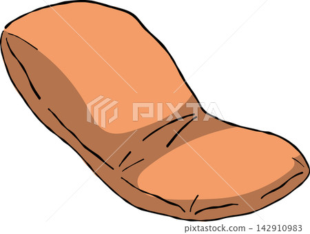 Simple vector illustration of a plain orange floor cushion or seat pad. Clean outlines and soft shading create a minimalist design for home decor. Simple vector illustration of a plain orange floor cushion or seat pad. Clean outlines and soft shading create a minimalist design for home decor. 142910983