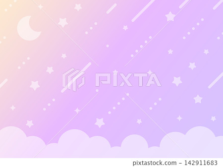 Crescent moon and star background illustration, purple gradient background Crescent moon and star background illustration, purple gradient background 142911683