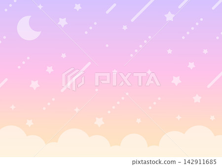 Crescent moon and star background illustration, pink and purple gradient background Crescent moon and star background illustration, pink and purple gradient background 142911685