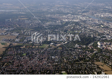 Aerial View of Frankfurt Area Urban Landscape with River Aerial View of Frankfurt Area Urban Landscape with River 142912061