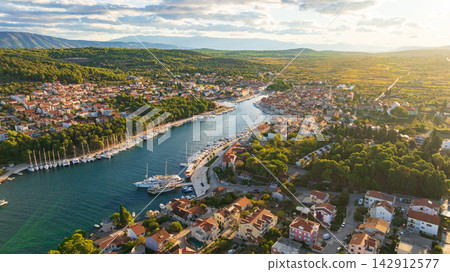 Historic Stari Grad old town on Hvar Island Croatia summer Historic Stari Grad old town on Hvar Island Croatia summer 142912577