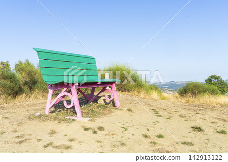 Giant Bench 393 in Tavoleto, in the Marche Apennines, Italy. Giant Bench 393 in Tavoleto, in the Marche Apennines, Italy. 142913122