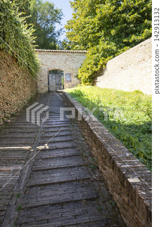 the pathway to the Piero della Francesca viewpoint, in Urbino, Italy the pathway to the Piero della Francesca viewpoint, in Urbino, Italy 142913132