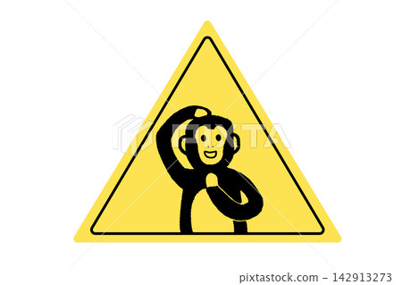 Monkey Warning Sign-Style Illustration - New Year's Card Material (Monkey) Monkey Warning Sign-Style Illustration - New Year's Card Material (Monkey) 142913273