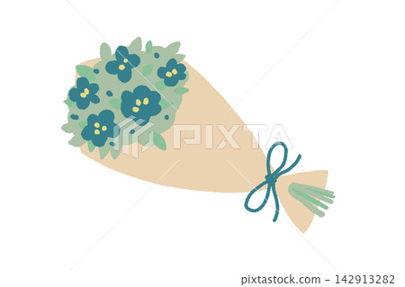 A simple and cute illustration of a bouquet of blue flowers. A simple and cute illustration of a bouquet of blue flowers. 142913282