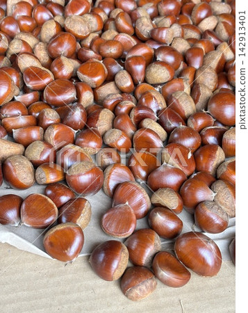 Autumn: Freshly picked chestnuts, a taste of autumn. Autumn: Freshly picked chestnuts, a taste of autumn. 142913401