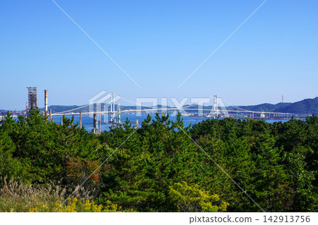 Shiratori Bridge, Muroran City as seen from Shiratori Bay Observatory Shiratori Bridge, Muroran City as seen from Shiratori Bay Observatory 142913756