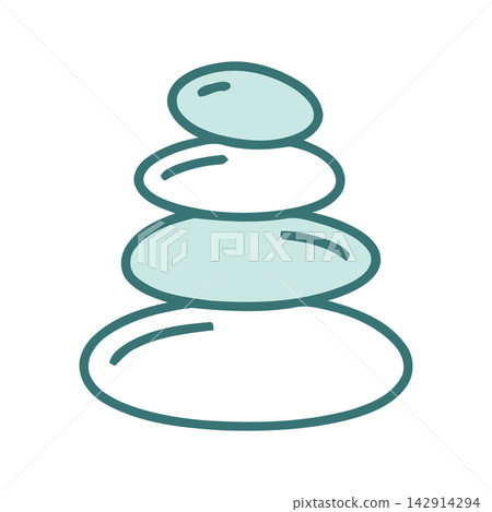 Peaceful stack of river stones illustrating harmony, balance, and mindfulness in a clean vector graphic design. 142914294