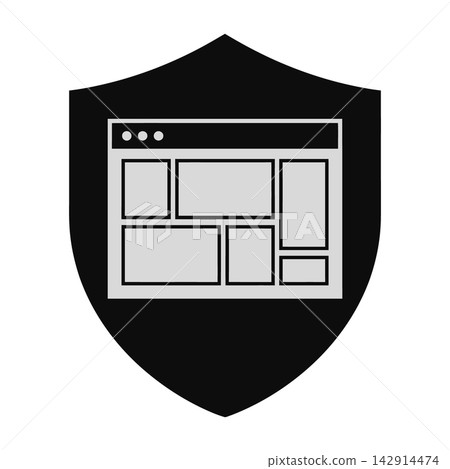 Shield icon with website browser window Shield icon with website browser window 142914474