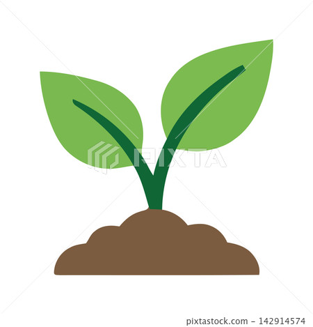 Clean and simple vector illustration of new foliage growing out of earth. 142914574