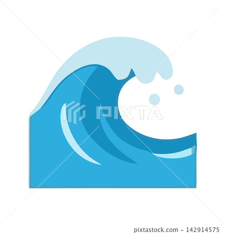 Clean and dynamic stylized blue wave graphic, perfect for marine, ocean, or water-themed design elements. Clean and dynamic stylized blue wave graphic, perfect for marine, ocean, or water-themed design elements. 142914575