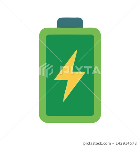 Minimalist green graphic design representing electric energy or battery power symbol. Minimalist green graphic design representing electric energy or battery power symbol. 142914578