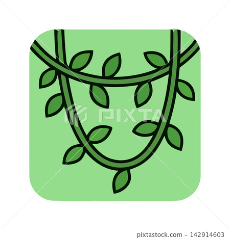 Elegant hand drawn leafy garland or floral vine motif perfect for wedding invitations, banners, or decorative frames. 142914603