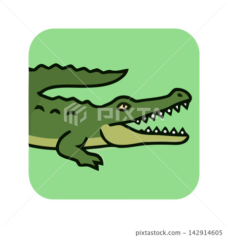 Adorable green cartoon alligator or crocodile character illustration for kids and nature themes. Adorable green cartoon alligator or crocodile character illustration for kids and nature themes. 142914605