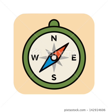 Simple stylized graphic of a directional compass showing cardinal points like north, south, east, and west for navigation concepts. Simple stylized graphic of a directional compass showing cardinal points like north, south, east, and west for navigation concepts. 142914606