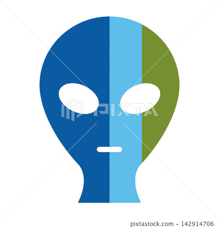 Stylized alien head icon with blue and green colors Stylized alien head icon with blue and green colors 142914706