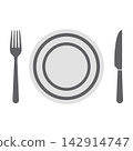 Minimalist Flatware Icon Set With Plate And Cutlery 142914747