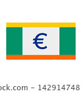 Euro currency symbol on Irish flag background 142914748