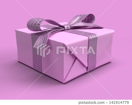 3D illustration of a pastel pink gift box 3D illustration of a pastel pink gift box 142914779