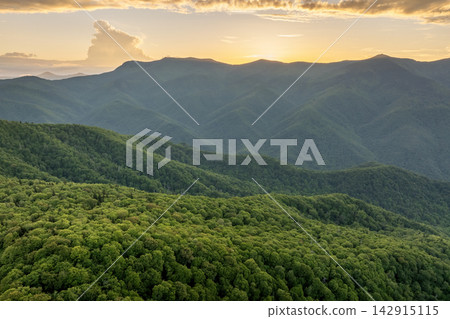 Beautiful morning nature of North Carolina Appalachian mountains, USA. Mt Mitchell and Great Smokey Mountains in summer season Beautiful morning nature of North Carolina Appalachian mountains, USA. Mt Mitchell and Great Smokey Mountains in summer season 142915115
