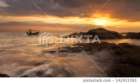 sunset on the sea sunset on the sea 142915393