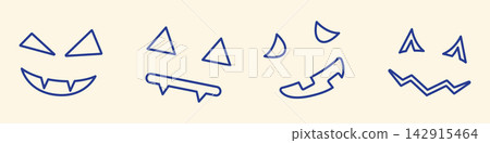 Halloween Pumpkin Faces Line Icon Set. Spooky Jack-O-Lantern Expressions Outline Symbol Collection. Festive Decoration, Holiday Celebration. Editable Stroke. Isolated Vector Illustration Halloween Pumpkin Faces Line Icon Set. Spooky Jack-O-Lantern Expressions Outline Symbol Collection. Festive Decoration, Holiday Celebration. Editable Stroke. Isolated Vector Illustration 142915464