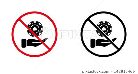 No Gambling Hand With Casino Chip Solid Icon Set. Anti-Gambling, Betting Restriction, And Casino Ban Silhouette Symbol Collection. Risk Management And Responsible Gaming. Isolated Vector Illustration No Gambling Hand With Casino Chip Solid Icon Set. Anti-Gambling, Betting Restriction, And Casino Ban Silhouette Symbol Collection. Risk Management And Responsible Gaming. Isolated Vector Illustration 142915469