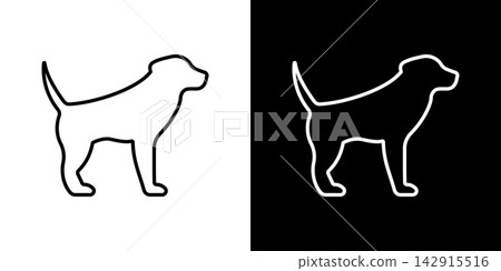 Dog Silhouette Line Icon Set. Pet Animal Outline Symbol Collection. Canine Companion, Veterinary Care, And Animal Welfare Representation. Editable Stroke. Isolated Vector Illustration 142915516