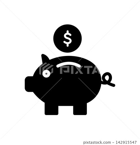 Piggy Bank With Coin Solid Icon. Savings, Financial Planning, And Money Management Silhouette Symbol. Budgeting And Investment Concept. Isolated Vector Illustration Piggy Bank With Coin Solid Icon. Savings, Financial Planning, And Money Management Silhouette Symbol. Budgeting And Investment Concept. Isolated Vector Illustration 142915547