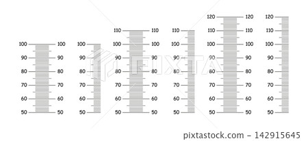 Height charts black layouts from 50 to 100, 110, 120 centimeters. Growth wall sticker icons. Meter wall, growth flat rulers. Height charts black layouts from 50 to 100, 110, 120 centimeters. Growth wall sticker icons. Meter wall, growth flat rulers. 142915645