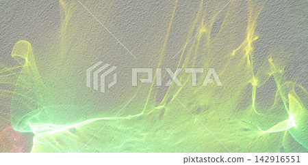 Abstract neon green light on textured wall with glowing smoke and fluid motion 142916551
