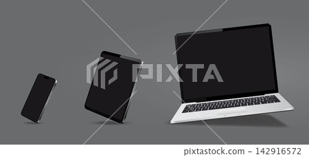 Realistic Laptop, Tablet, Smartphone Mockup Realistic Laptop, Tablet, Smartphone Mockup 142916572
