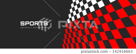 Abstract sports checkered background with bold red black and white diagonal geometric grid. Racing style composition. Modern banner layout, dynamic motion energy, high contrast design Abstract sports checkered background with bold red black and white diagonal geometric grid. Racing style composition. Modern banner layout, dynamic motion energy, high contrast design 142916663