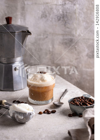 Coffee affogato with ice cream and espresso Coffee affogato with ice cream and espresso 142916808