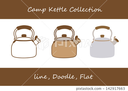 Camp Kettle Doodle, Line, Flat Style Camp Kettle Doodle, Line, Flat Style 142917663