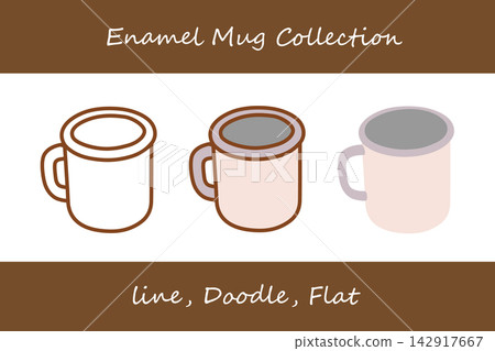 Enamel Mug Doodle, Line, Flat Style Enamel Mug Doodle, Line, Flat Style 142917667
