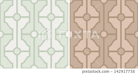 Vector seamless abstract geometric pattern in trendy 2026 colors. Geometric seamless ornament. Vector seamless abstract geometric pattern in trendy 2026 colors. Geometric seamless ornament. 142917738
