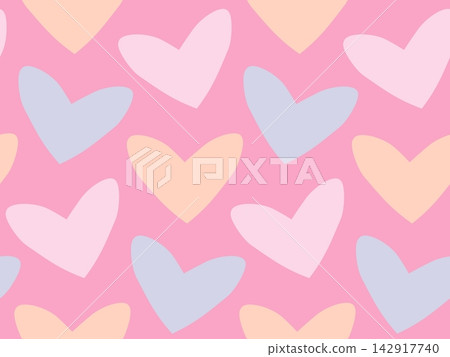 Vector seamless pattern of pastel hearts in trendy 2026 colors. Cute hearts pattern for baby shower or Valentine's day. Vector seamless pattern of pastel hearts in trendy 2026 colors. Cute hearts pattern for baby shower or Valentine's day. 142917740