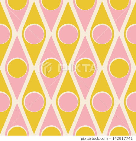Retro vintage geometric seamless diamond pattern in mid century style. Vector vintage retro circus pattern. Retro vintage geometric seamless diamond pattern in mid century style. Vector vintage retro circus pattern. 142917741
