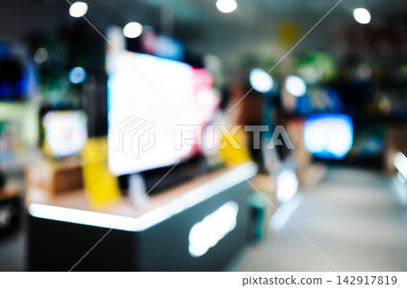 Blurred Electronics Store Interior Bright Blurred Electronics Store Interior Bright 142917819