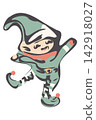 Cute Christmas Elf Hand Drawn Vector 142918027