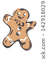 Cute Christmas Gingerbread Man Hand Drawn Vector 142918029